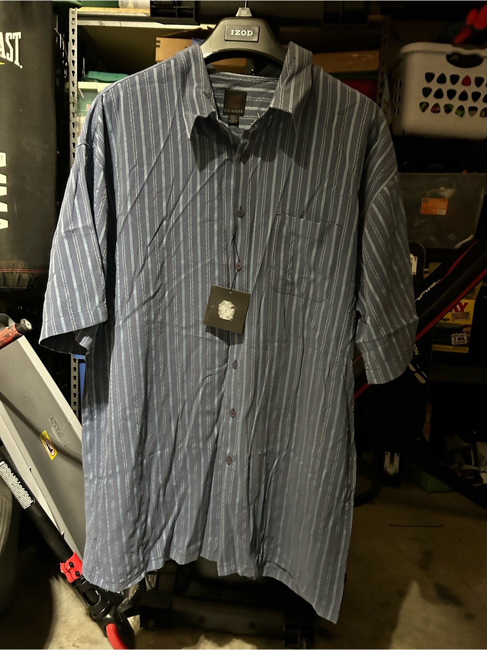 NWT SO Wear Men’s 3XL Blue Striped Short Sleeve Button Down Shirt
